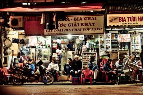 Food and drink in a local restaurant in Hanoi