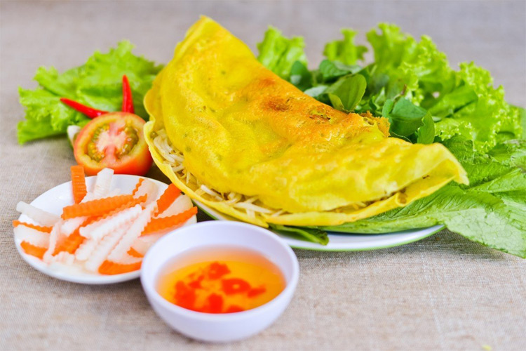 Pancake with common sesban (Bánh Xèo Bông Điên Điển)